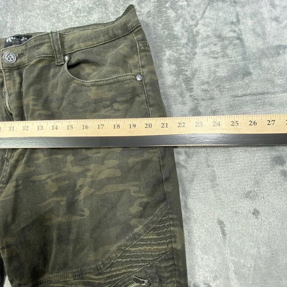 Waimea Jeans Men 38x30 Green Skinny Biker Moto Ribbed Distressed Denim Pants Y2K